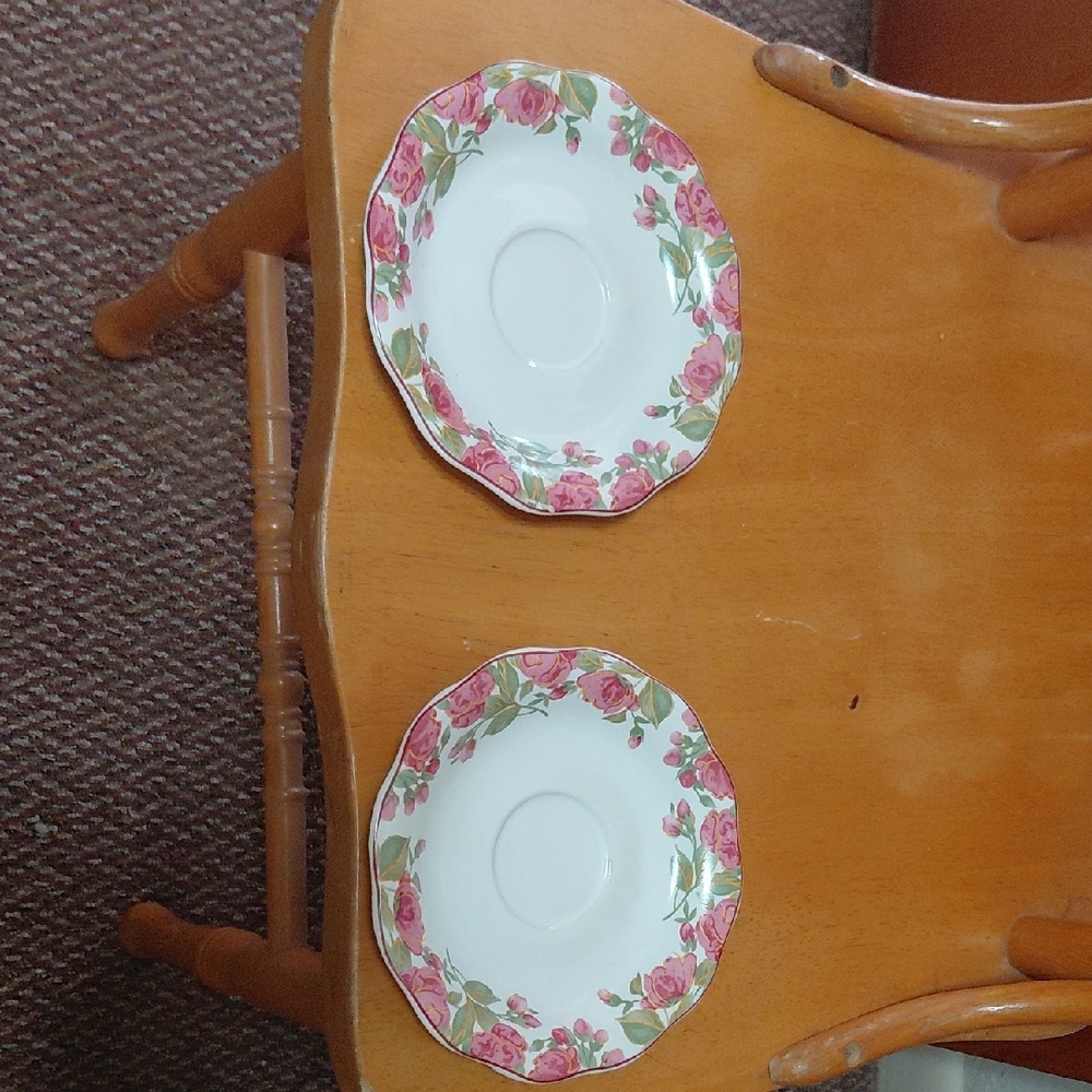 Elegant Rose Patterned Saucer Set